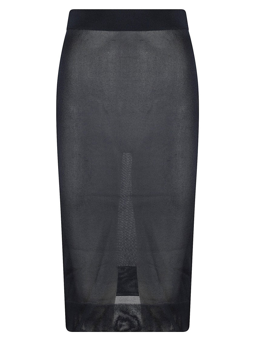 Fitted Black Skirt With High Waistband