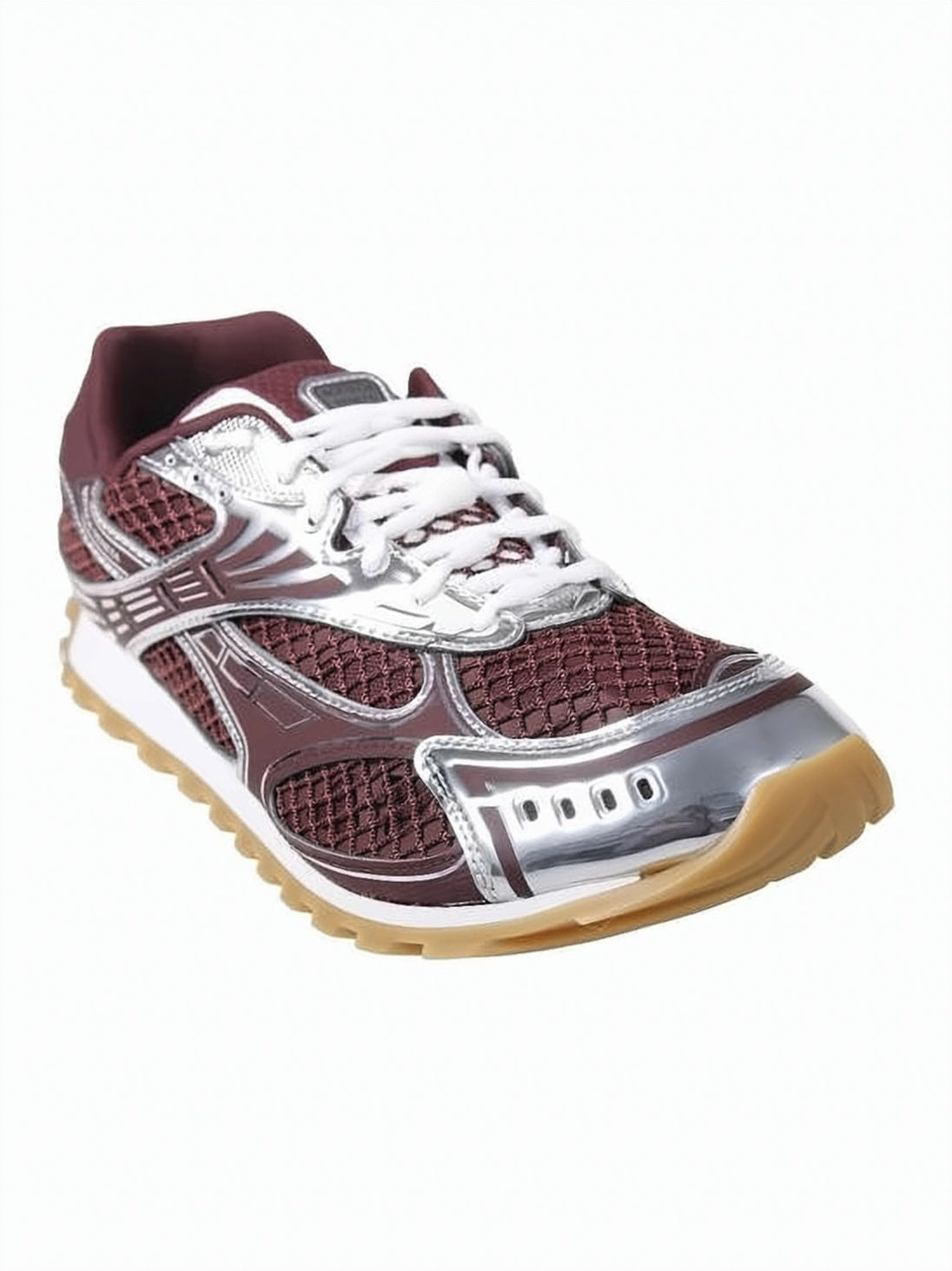 Burgundy Sneakers with Mesh Upper
