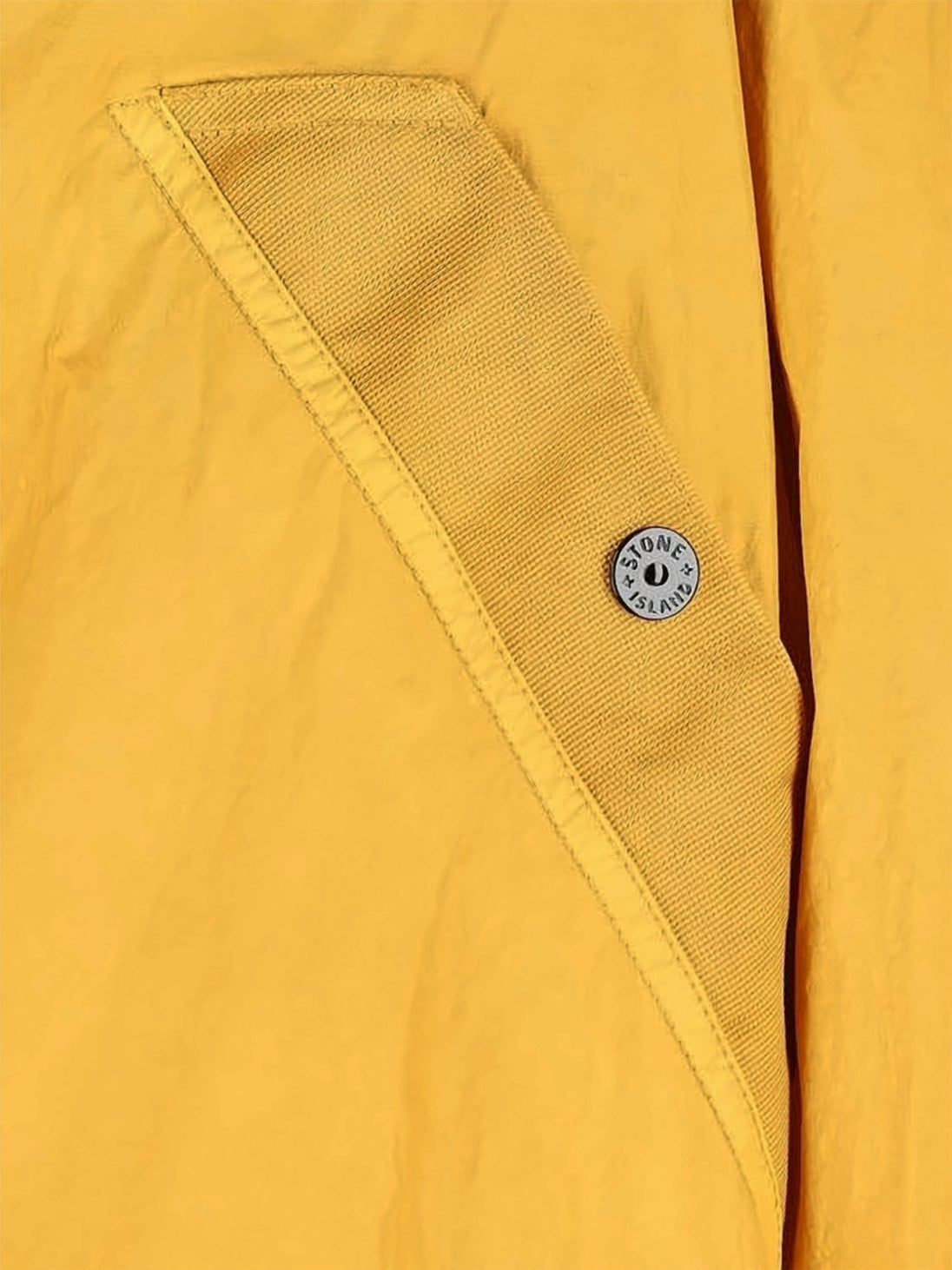 Yellow Nylon Jacket with High Collar