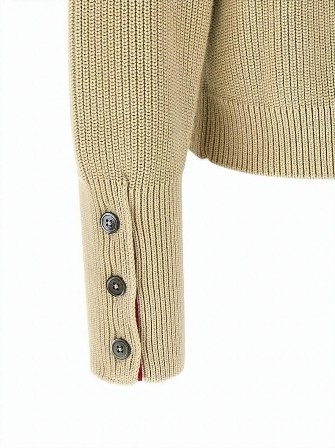 Ribbed Knit Cardigan with Distinctive Horizontal Stripes