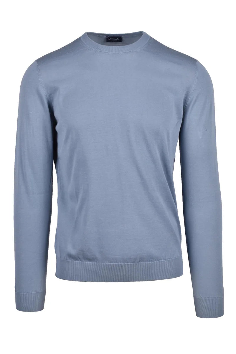 Cotton Crew Neck Sweater - Light Blue