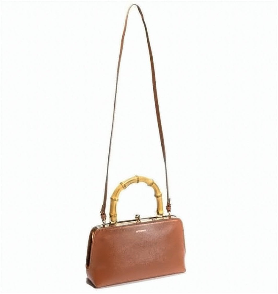 Rectangular Crossbody Bag with Bamboo-Style Handle