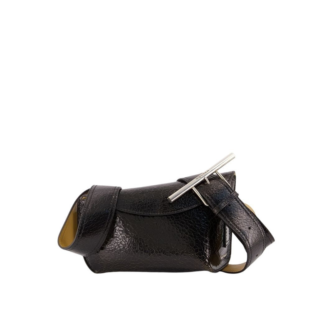 Sling Shoulder Bag - Leather - Black