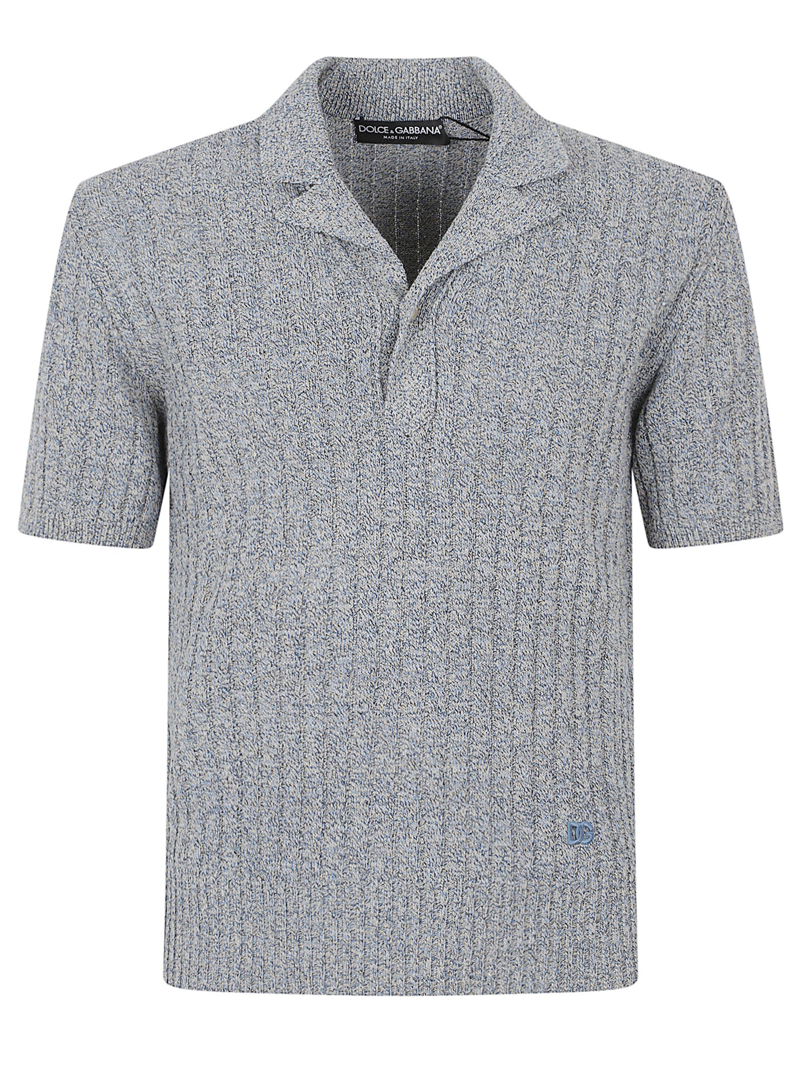 Mélange Knit Polo With Johnny Collar
