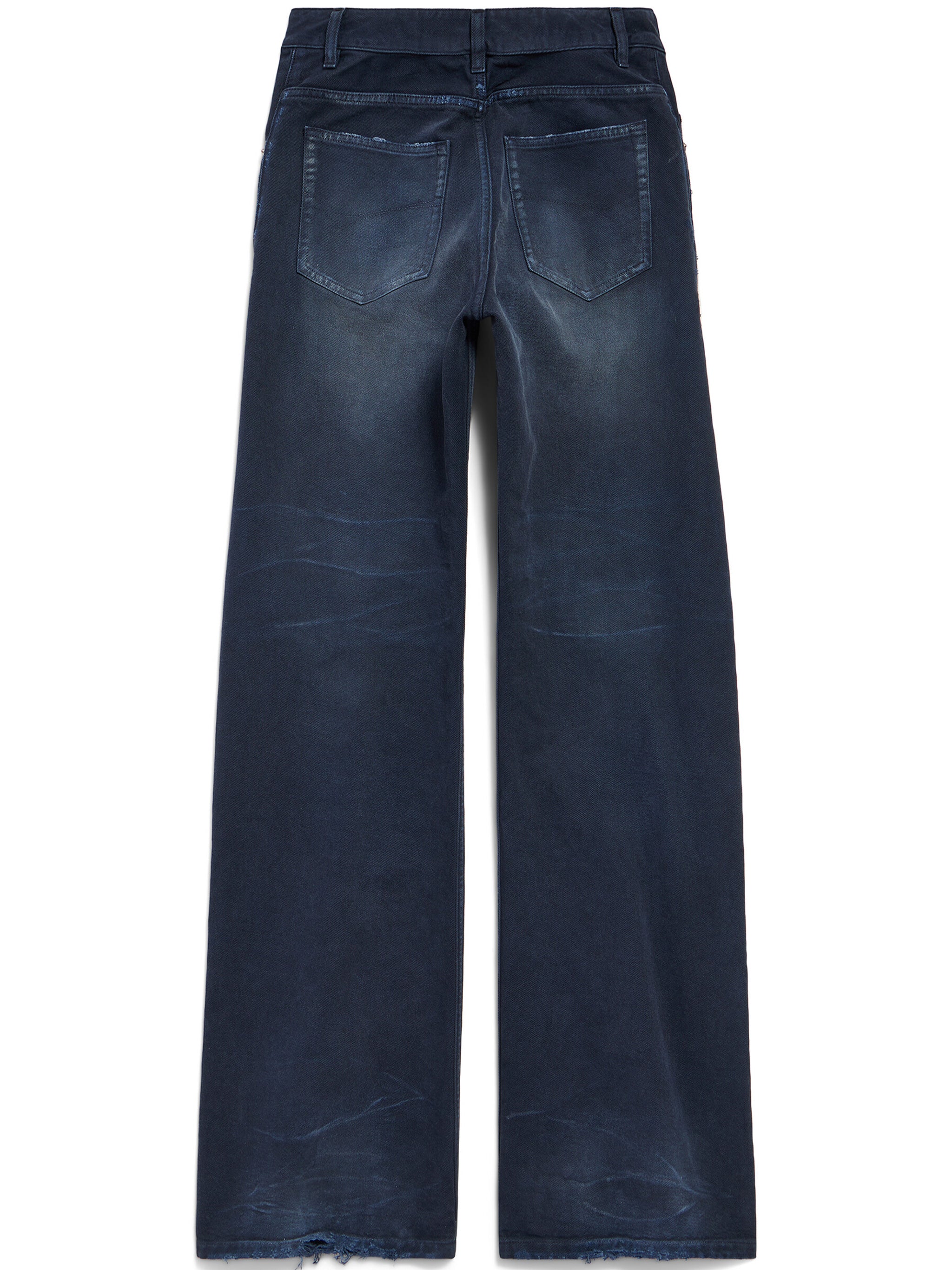 Indigo Indigo Curved Waist Wide-Leg Cotton Jeans
