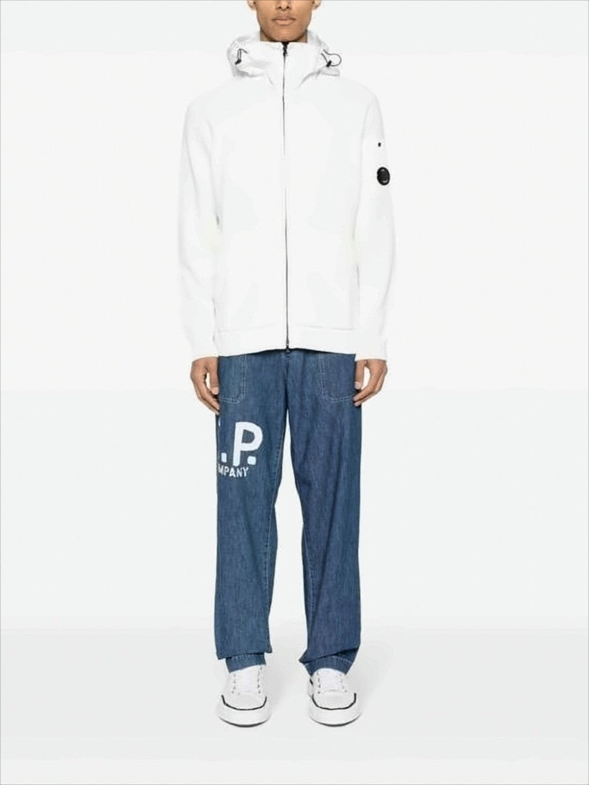 Minimalist White Casual Jacket With Hood And Logo Patch