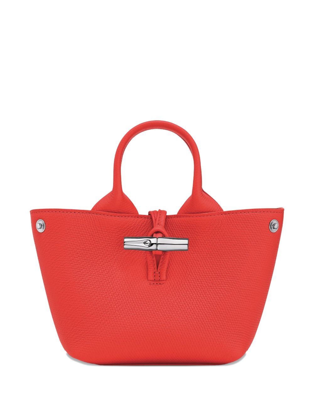 Structured Red Handbag With Silver-Tone Clasp