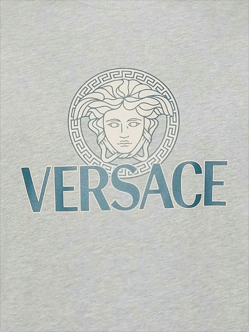 Light Grey Cotton Sweatshirt with Medusa Logo
