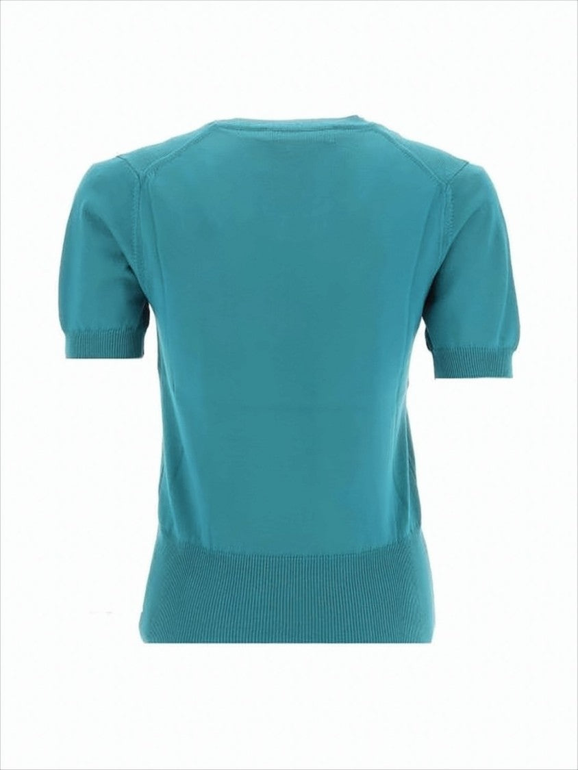 Fitted Short-Sleeved Top with Ribbed Details
