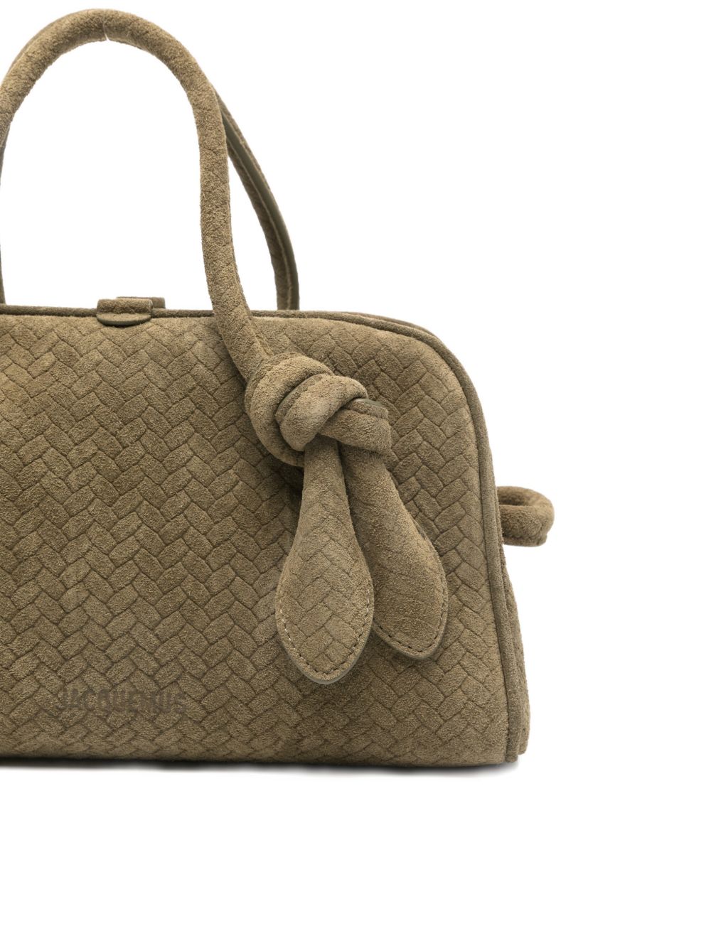Khaki Green Woven Top Handle Bag