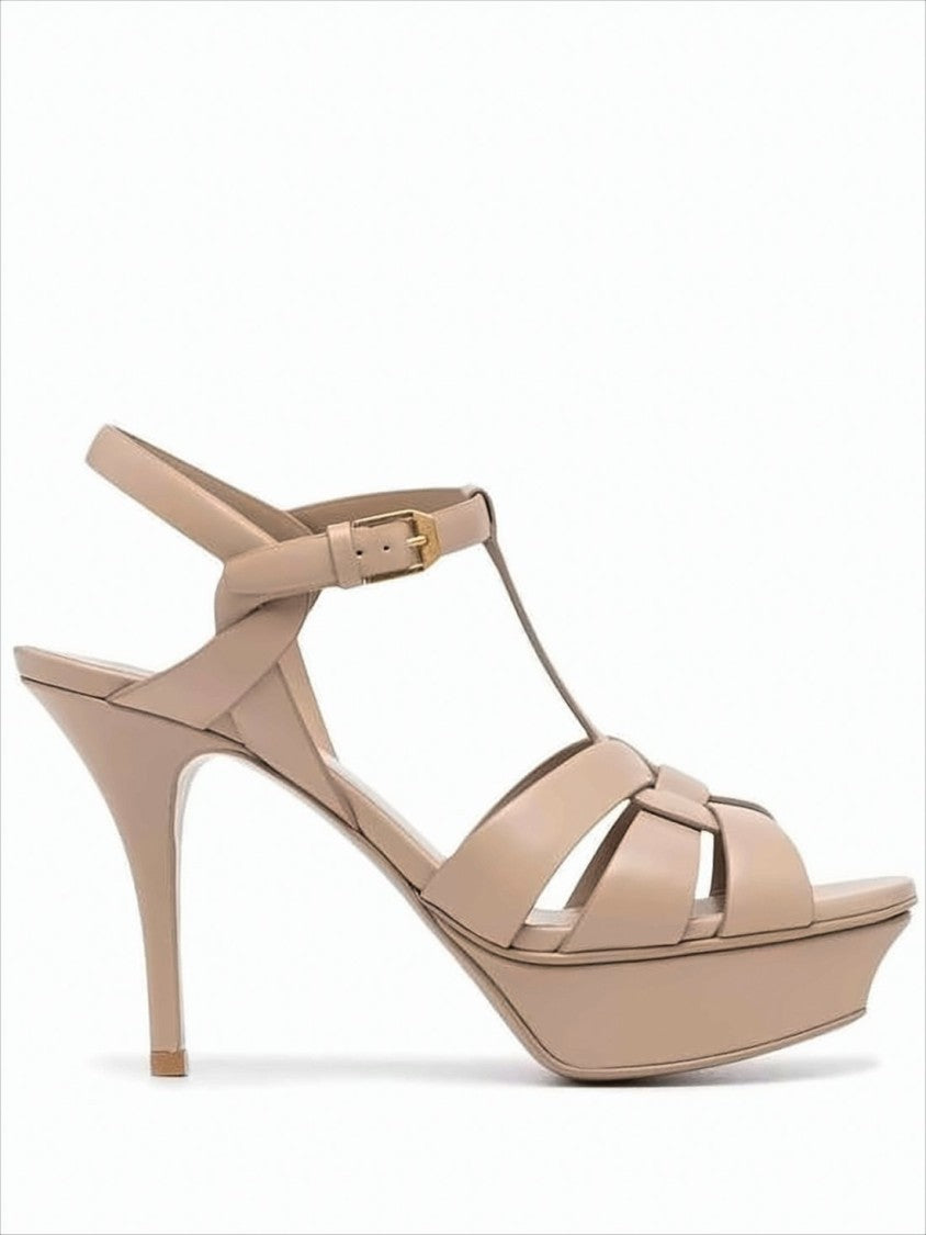 High-Heeled Platform Sandal with Intertwining Straps