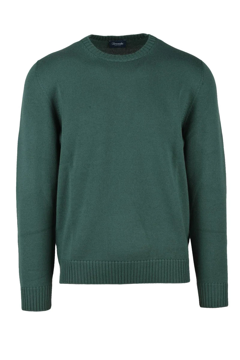 Crew Neck Merino Wool Sweater - Green
