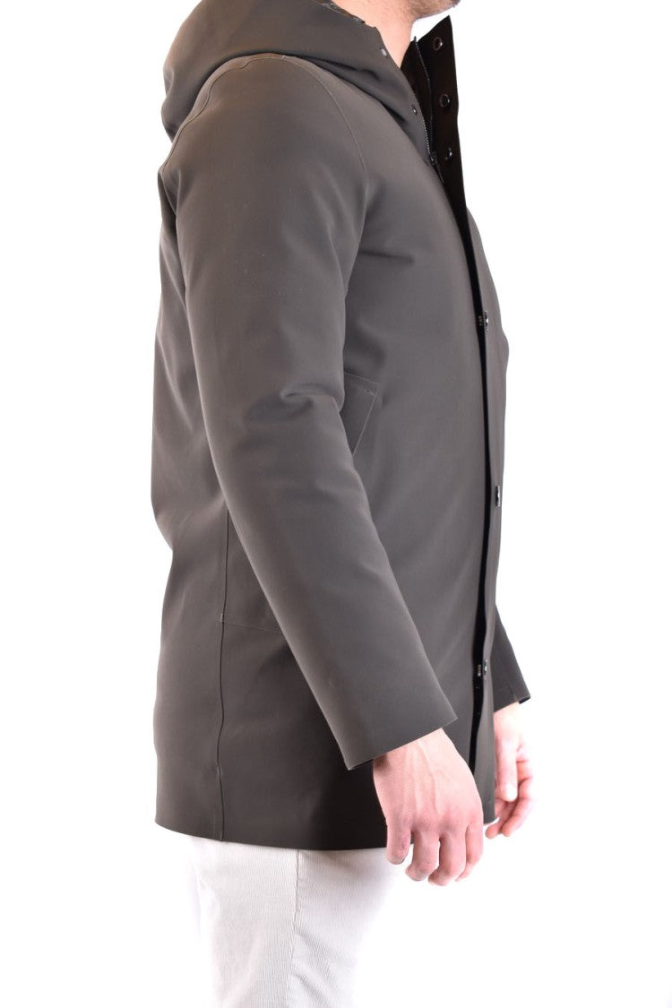 Matte Finish Green Down Jacket With Hood