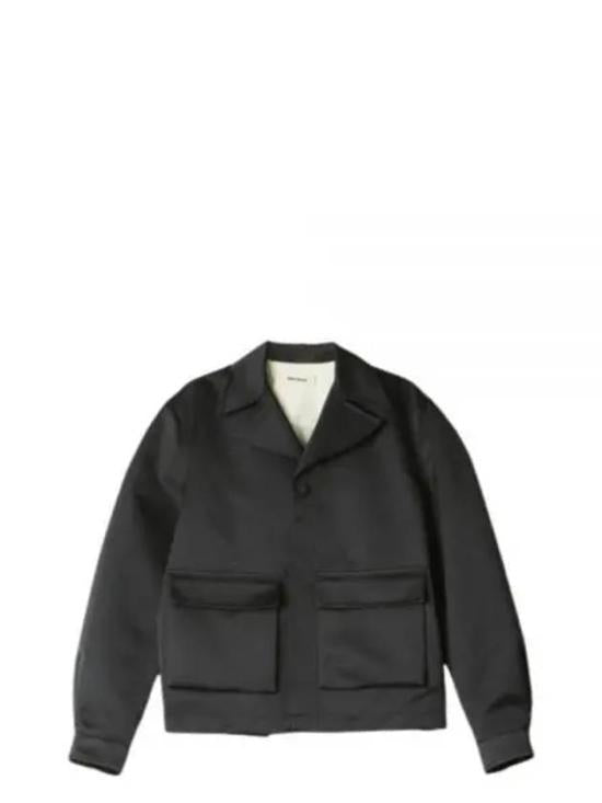 Boxy Black Cropped Jacket with Classic Collar