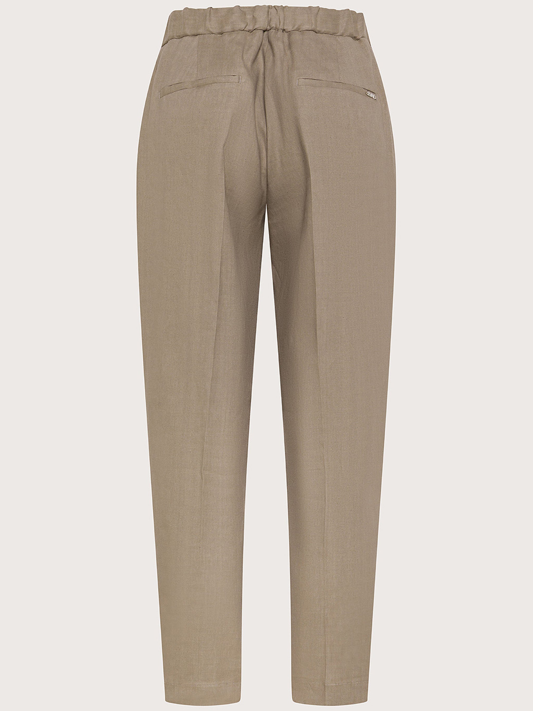 Beige Pantalone Straight-Leg Tailored Cropped Pants