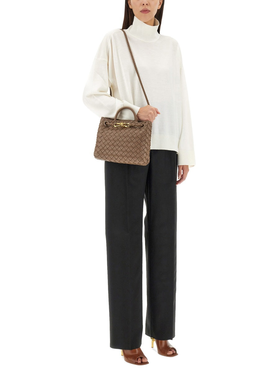 High Neck Turtleneck Sweater with Embroidered Detail