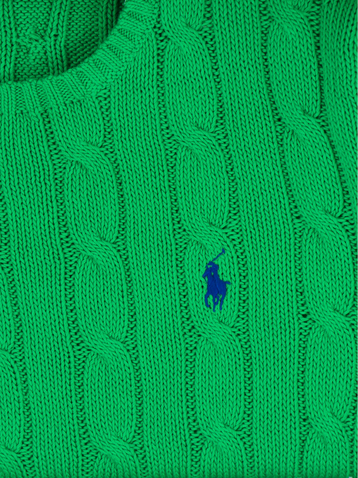 Green Cable Knit Crewneck Sweater