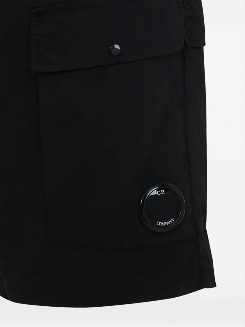 Tailored Black Shorts with Circular Lens Detail