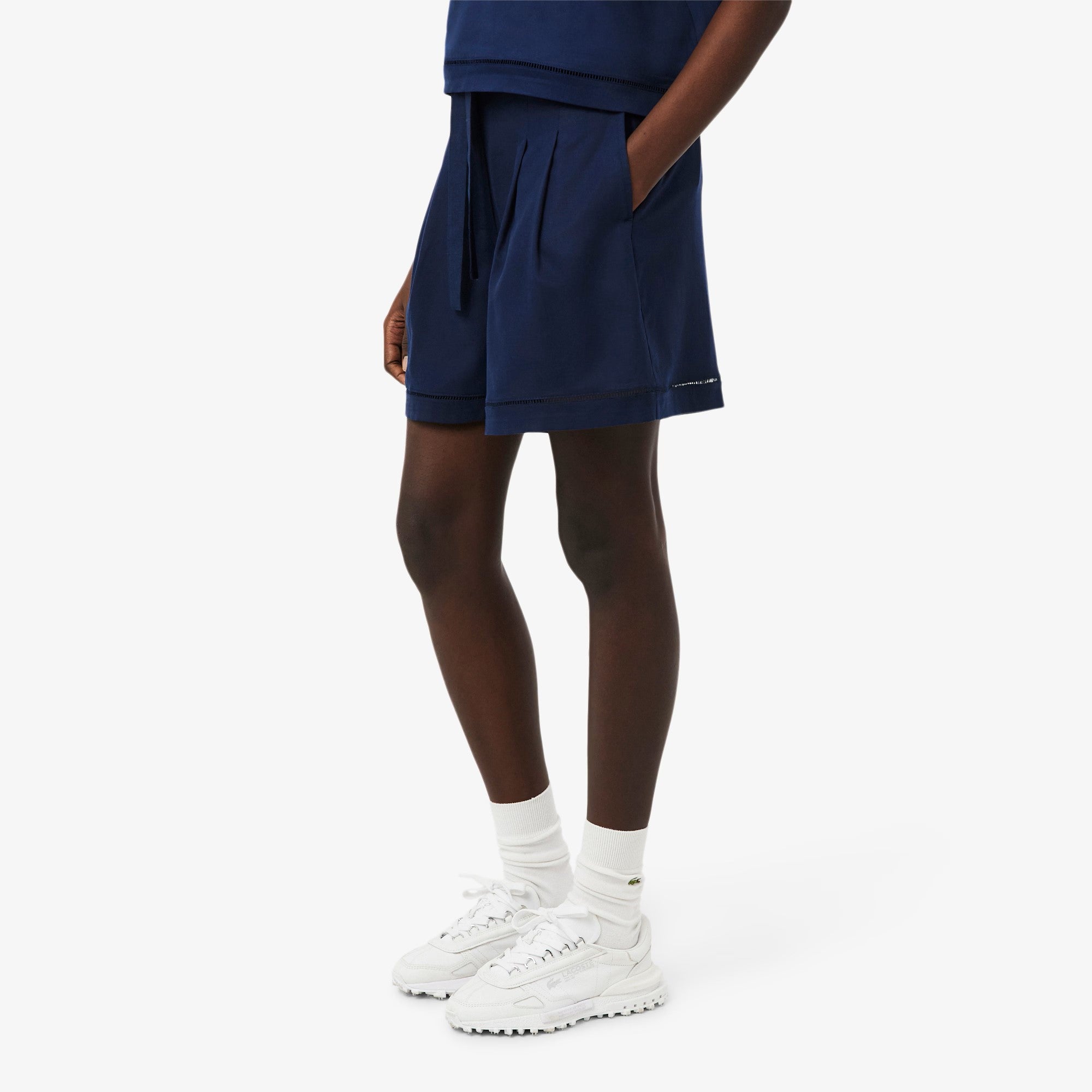 Tailored High-Waist Shorts with Self-Tie Belt
