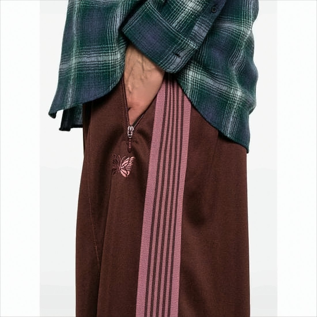 Wide-Leg Polyester Pants with Contrasting Side Stripes