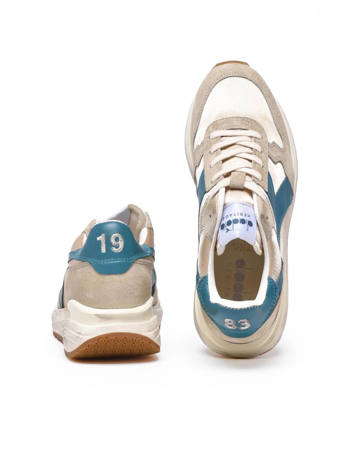 Beige Gold Leather Polyester Venus Sneakers