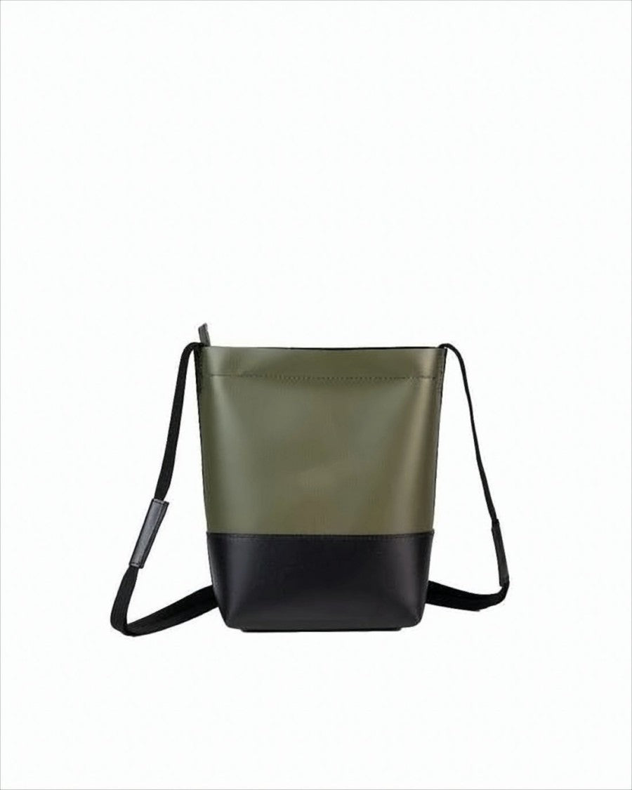 Two-Tone Structured Crossbody Bag with Adjustable Strap