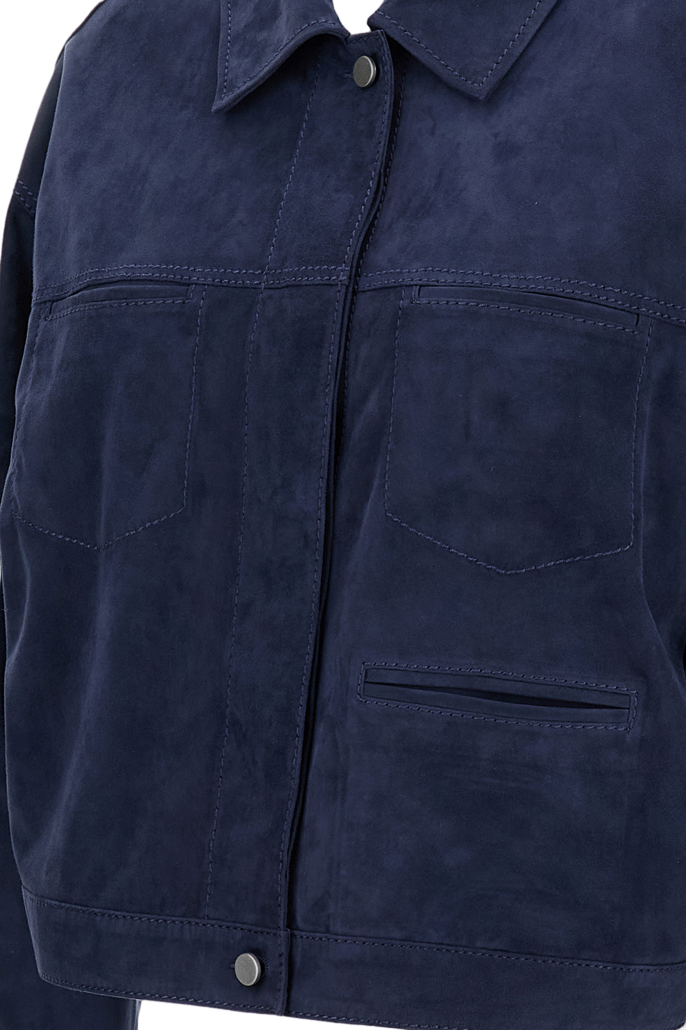 Tailored Blue Jacket with Smooth Texture