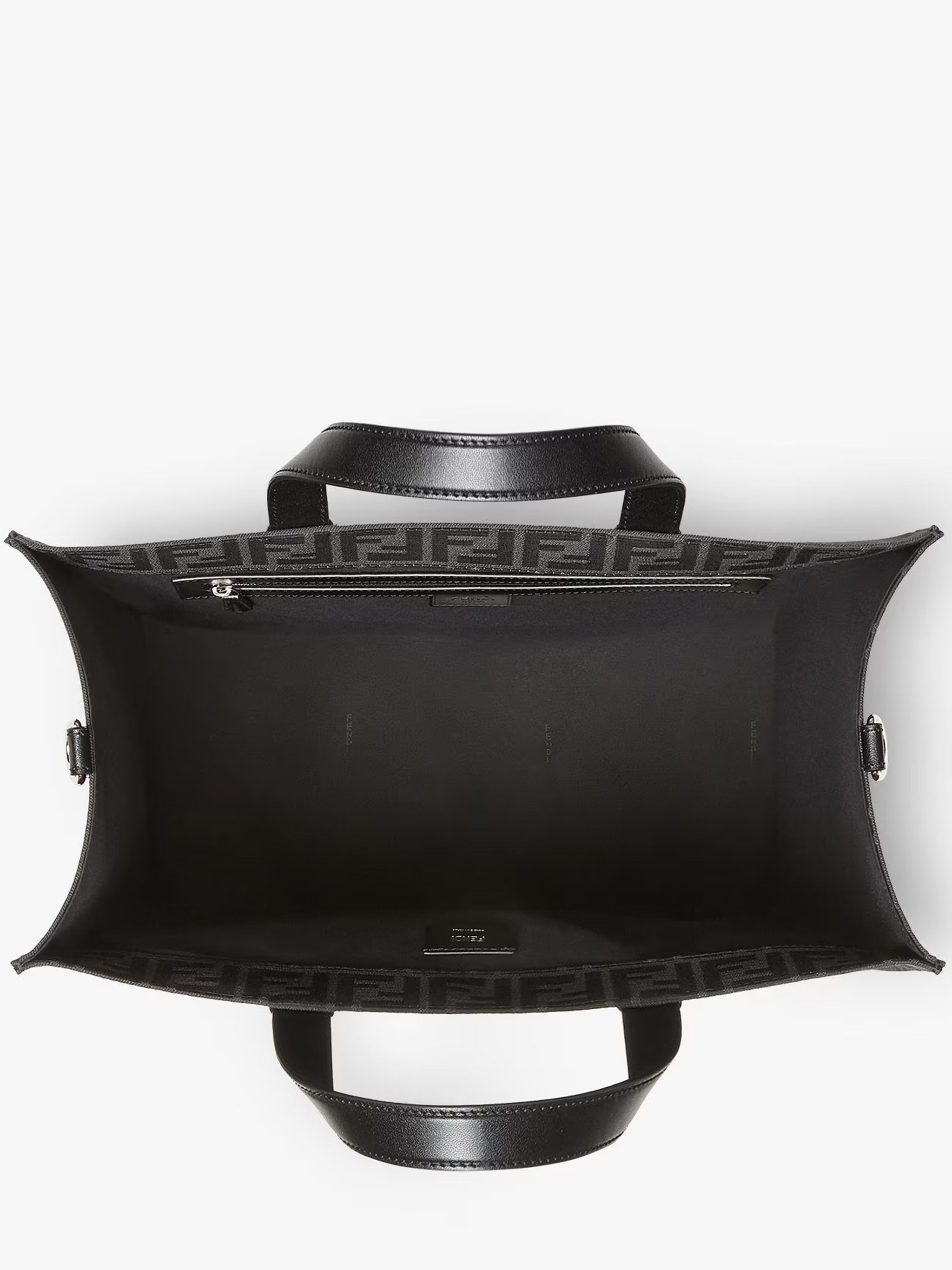 Structured FF Monogram Leather Accents Tote