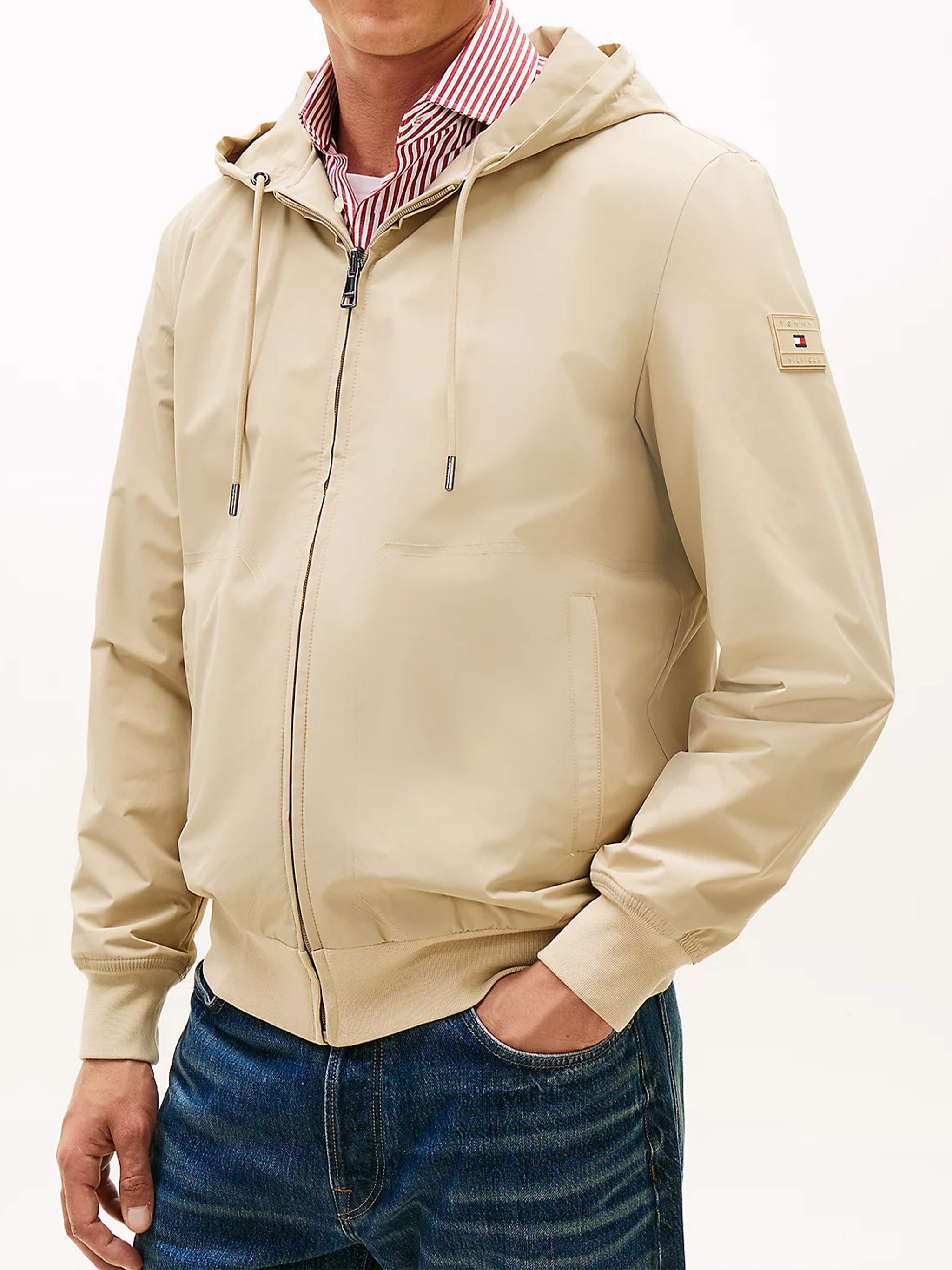 Beige Reversible Hdd Zip Cotton Hoodie