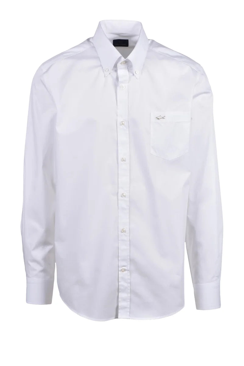 Long-Sleeve White Cotton Shirt