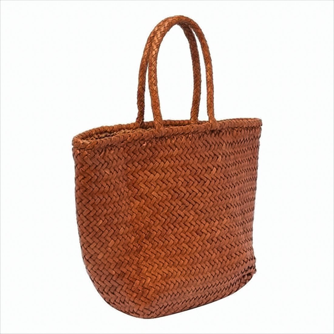 Woven Buffalo Leather Small Tote Bag