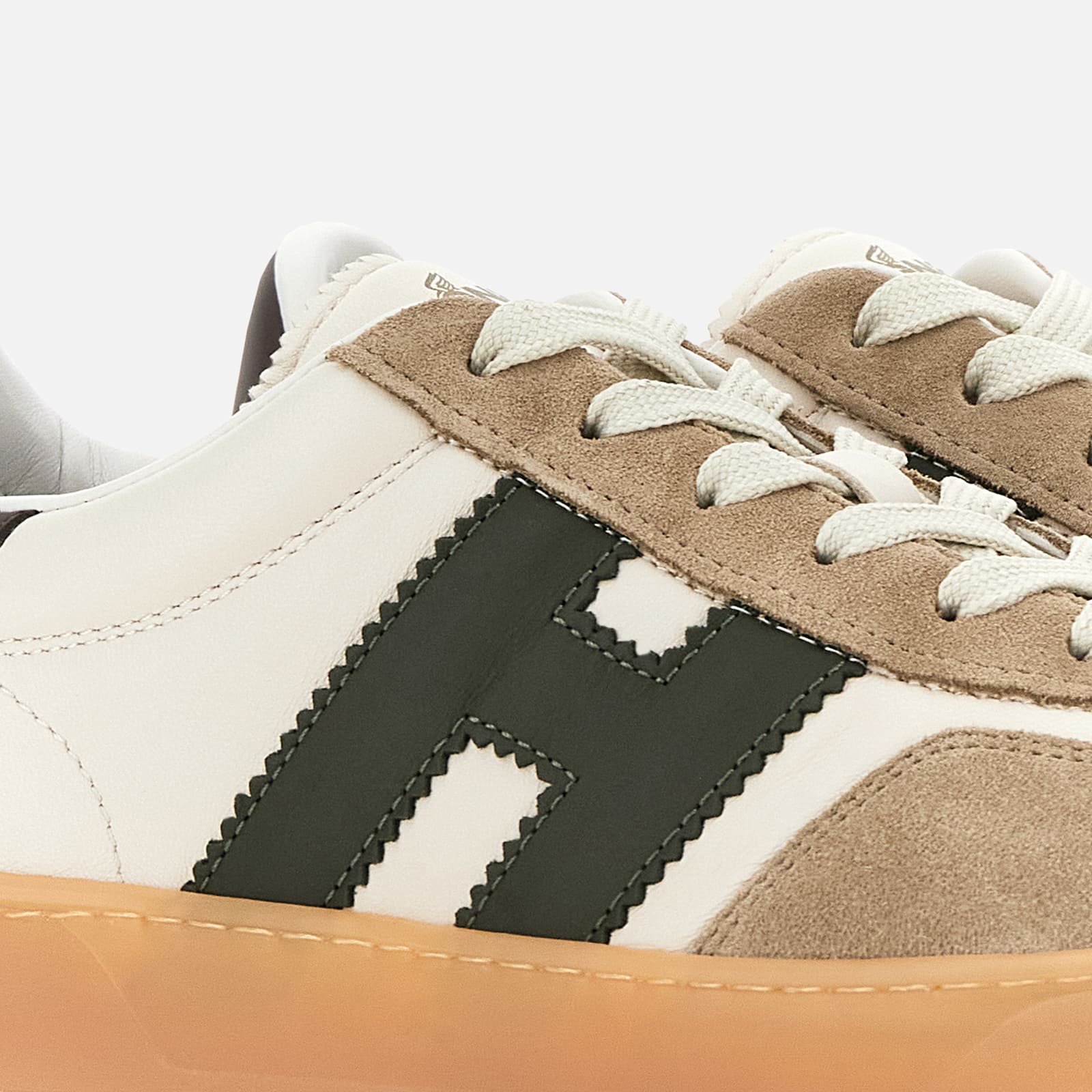 Lace-Up Sneakers With Beige Suede Overlays