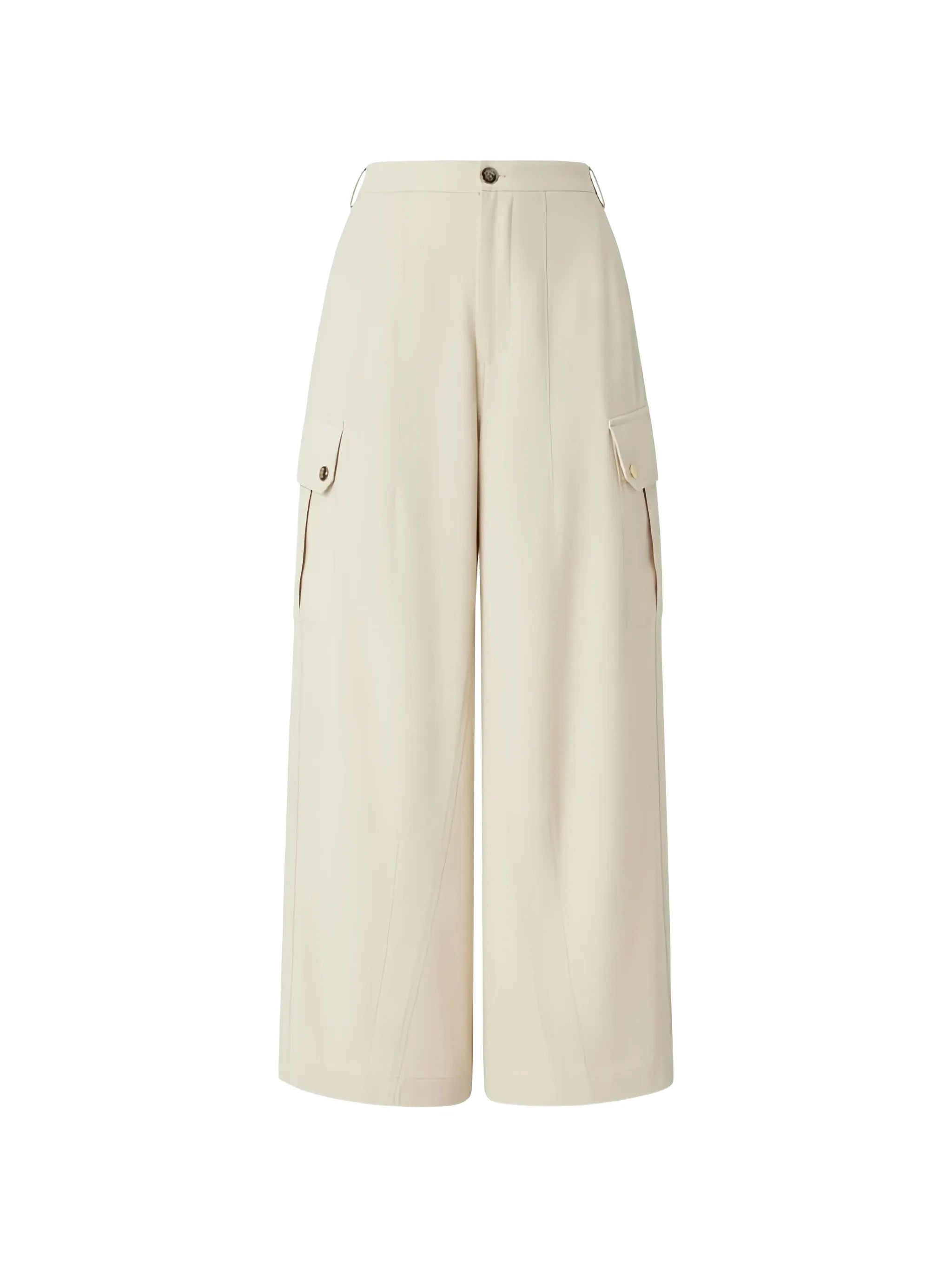 Neutral Rosalin Wide-Leg Cropped Tapered Pants
