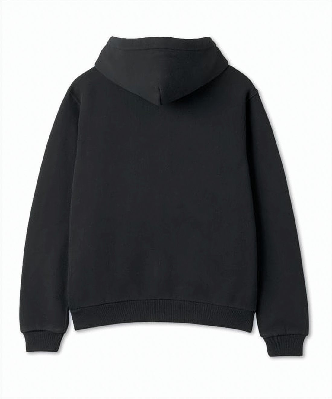 Zip-Up Black Hoodie with Drawstring Hood