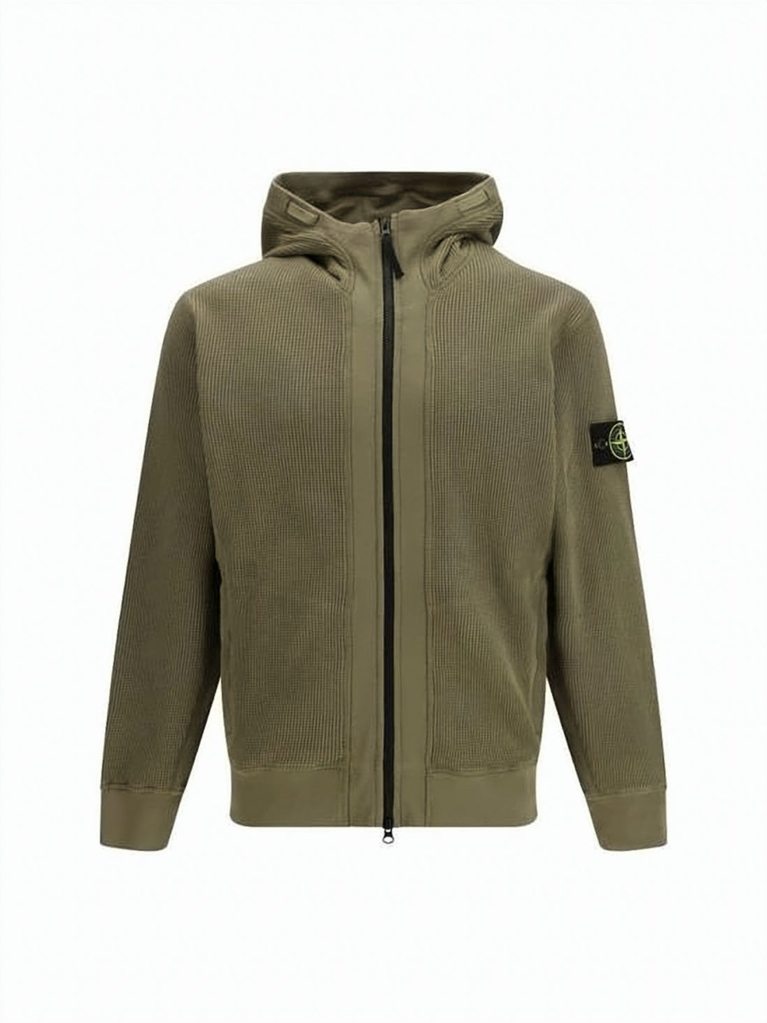 Textured Ribbed Zip-Up Hoodie