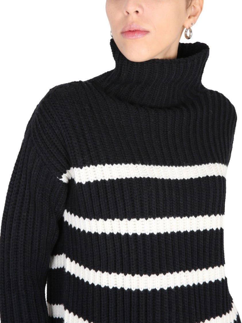 Chunky Knit Turtleneck With Ribbed Collar