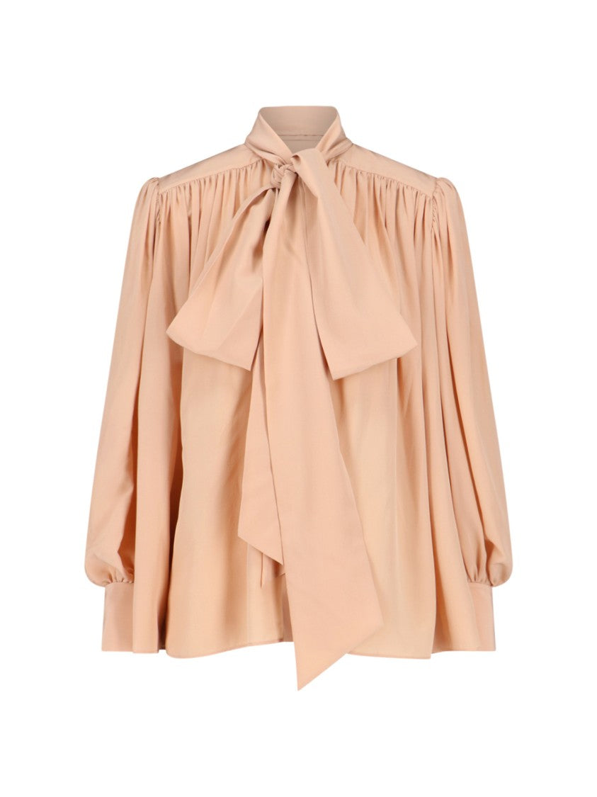 Silk Lavallière Blouse – Beige