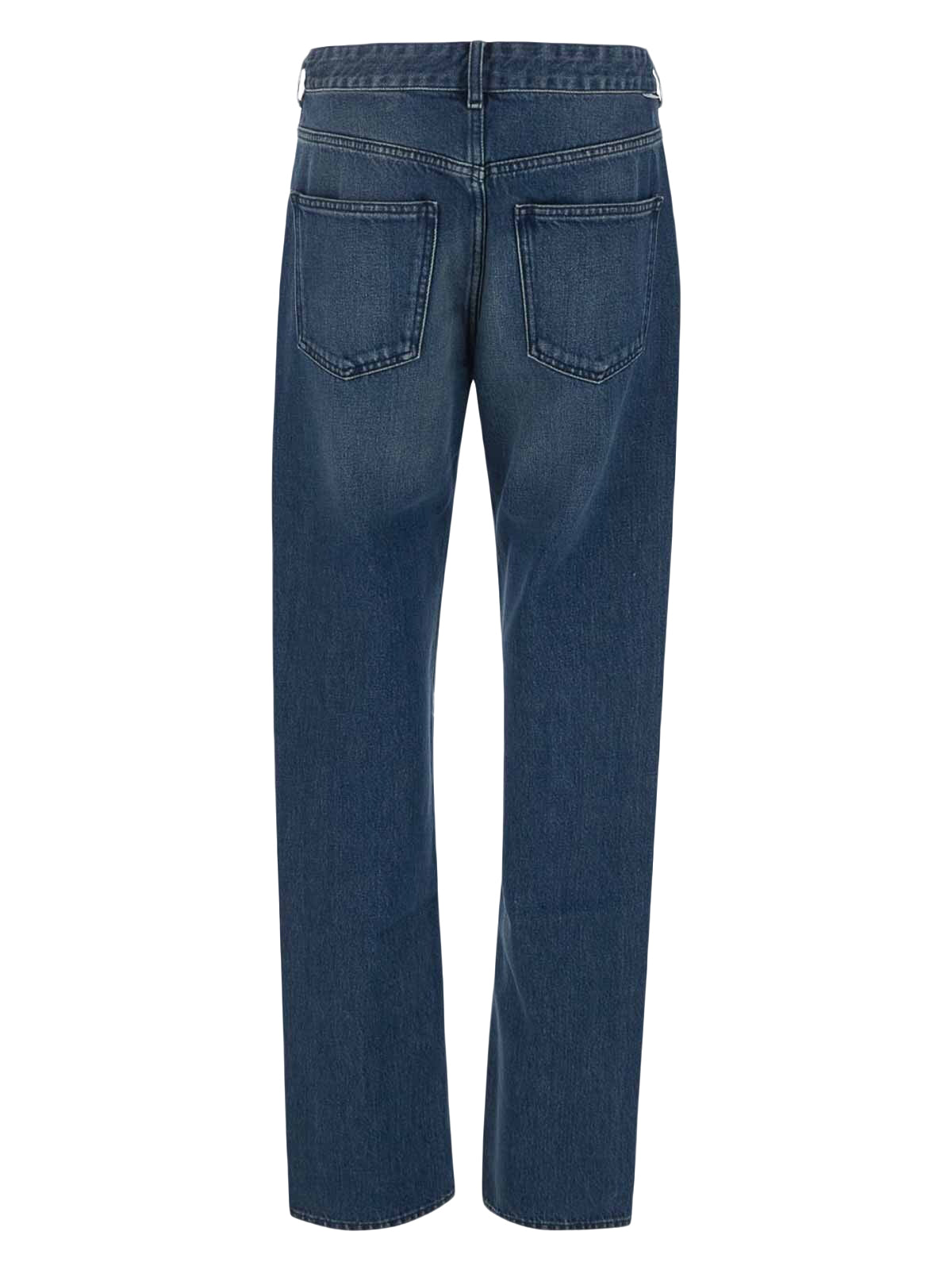 High-Waist Straight-Leg Denim Pants with Vintage Finish