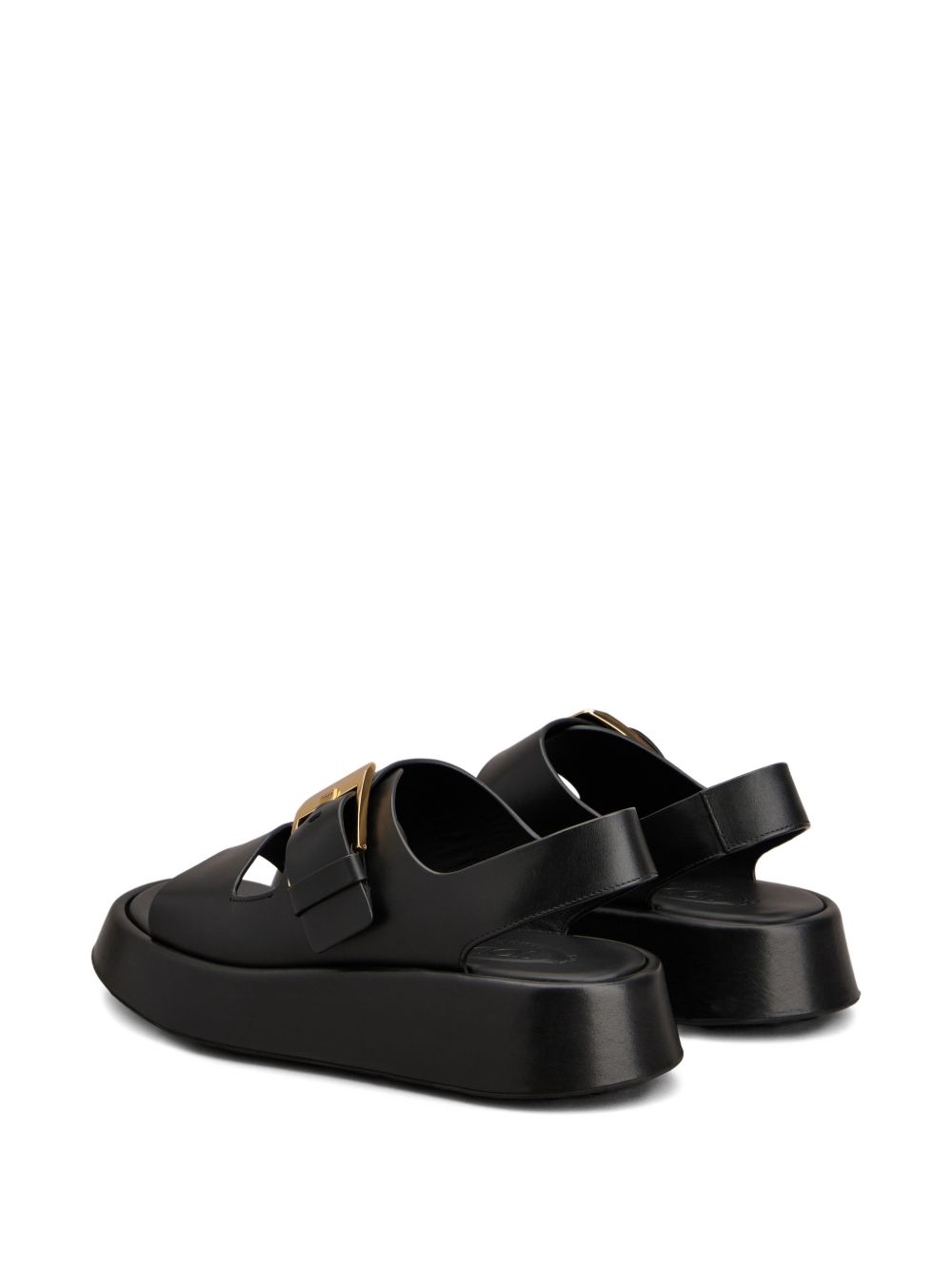 Platform Sandals with Gold-Tone Buckle Fastening