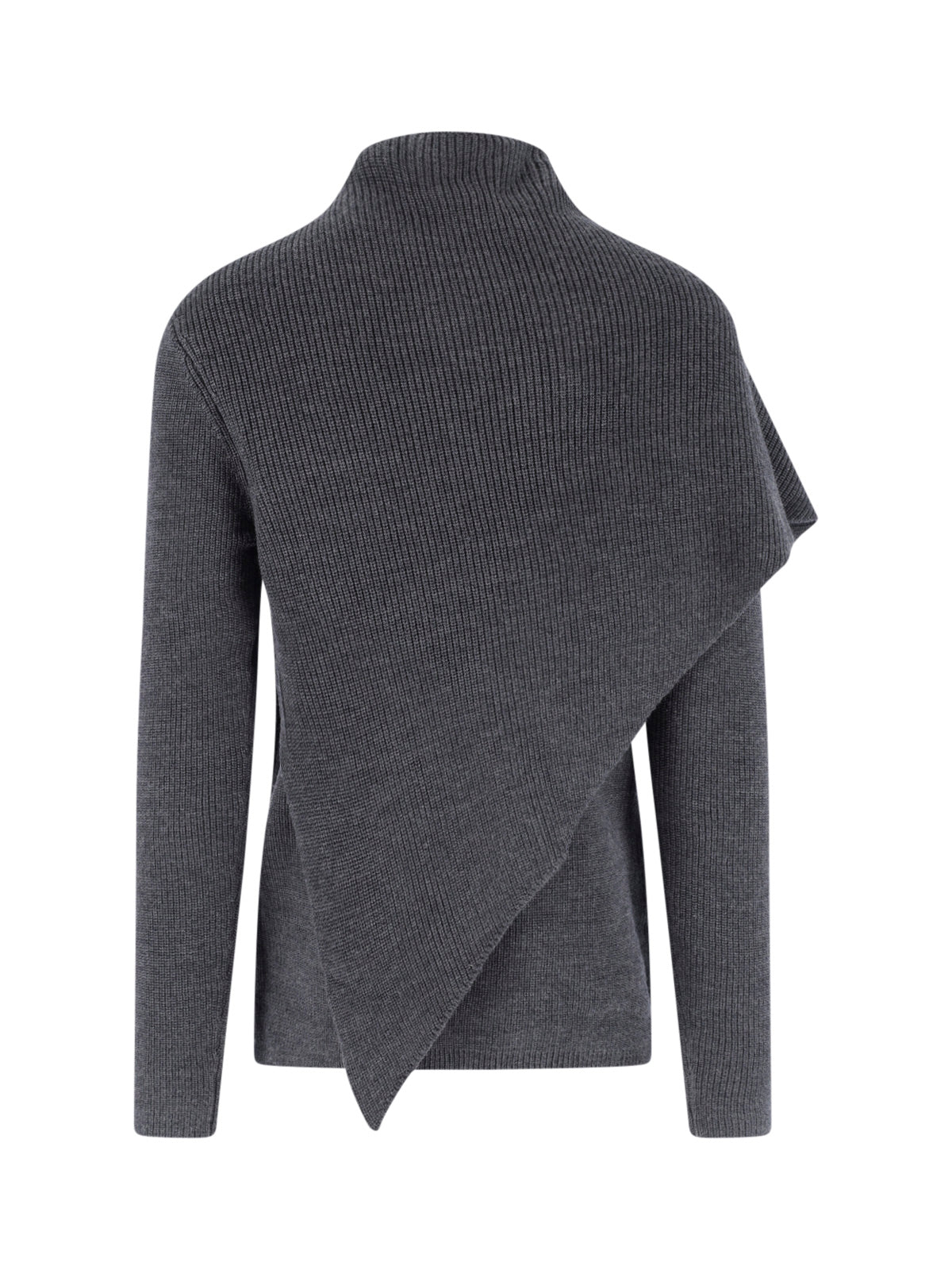 Black Asymmetrical Ribbed Knit Top