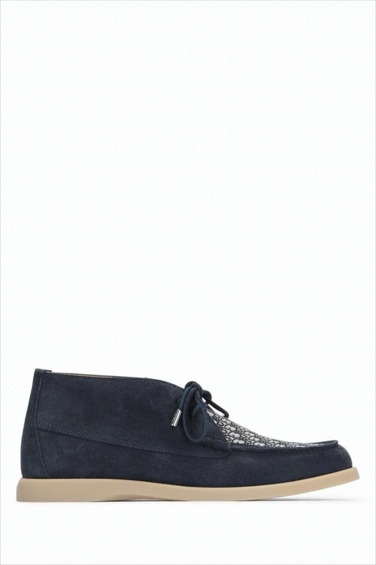 Ankle Boots With Suede Upper And Fabric Panel