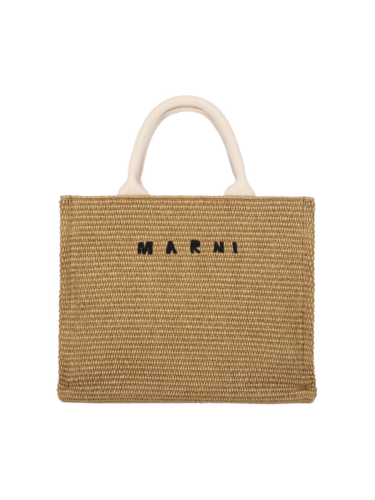 "East/West" Small Tote Bag, In Brown Cotton Blend