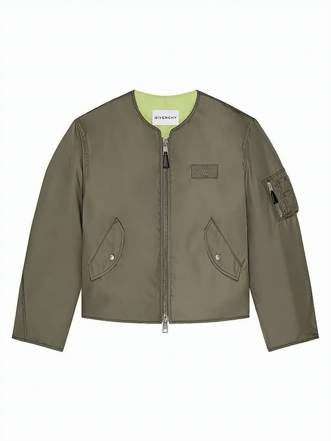 Cropped Green Jacket with Functional Pockets