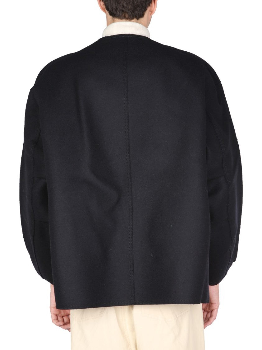 Asymmetrical Front Closure Black Coat
