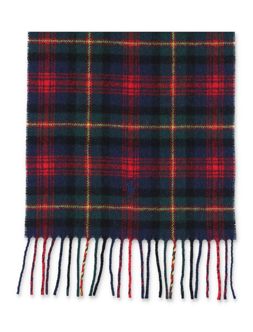 Checkered Tartan Scarf With Fringed Edges