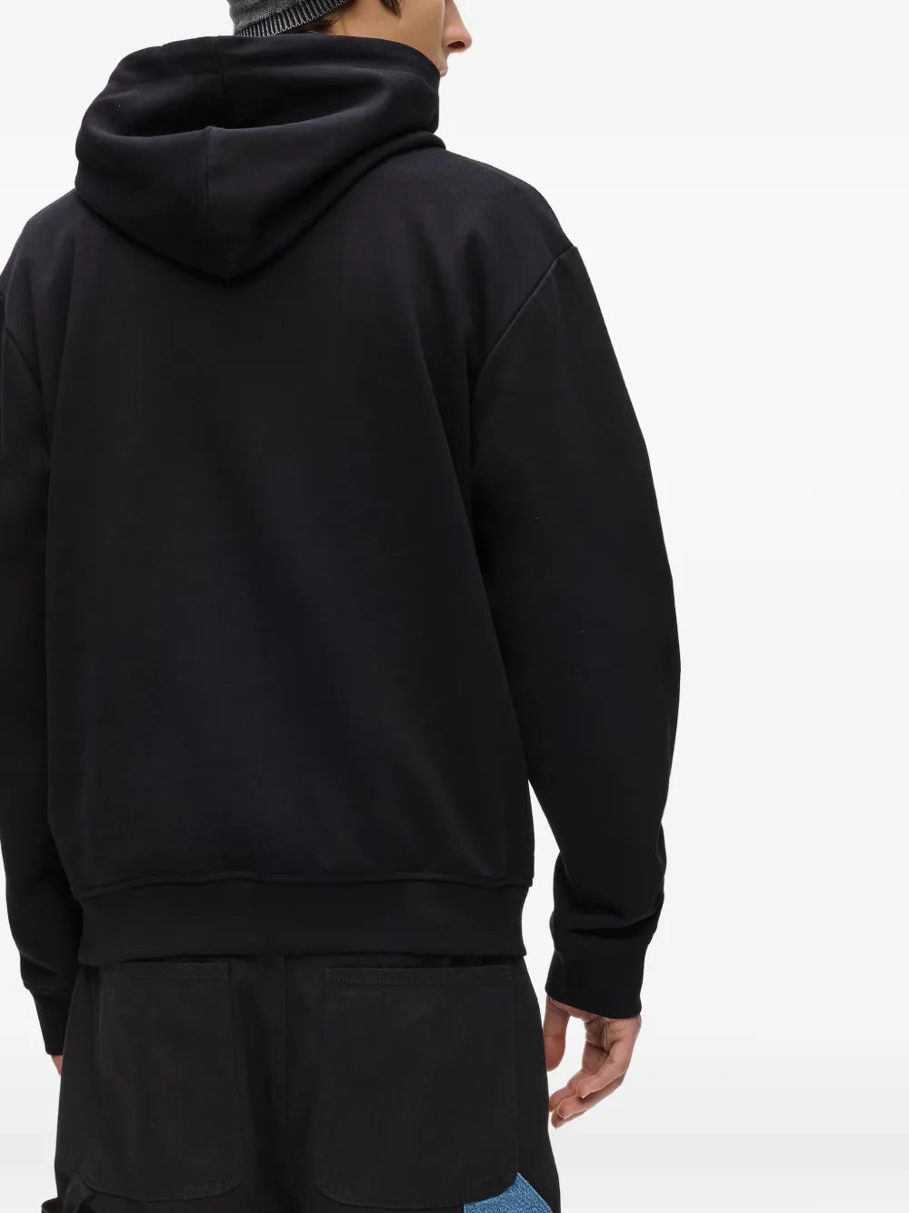 Hooded Sweatshirt with Denim Patch Pocket