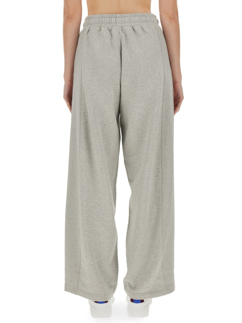 Wide Leg Cotton Jogging Pants With Subtle Logo