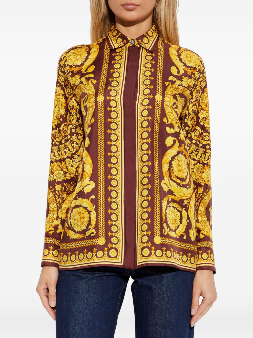 Baroque-Inspired Silk and Nylon Blend Top
