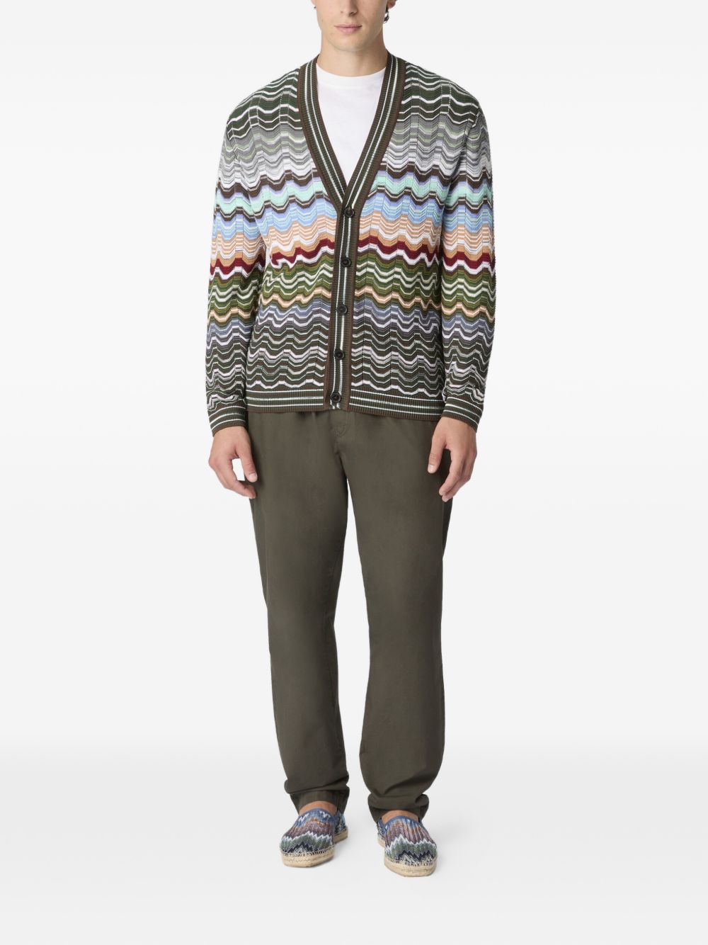Multicolored Chevron Knit Cardigan