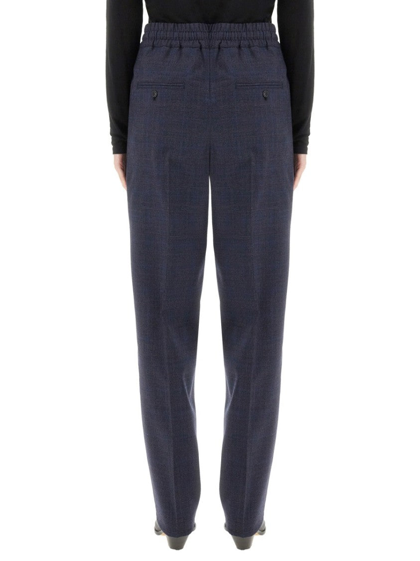 Tailored Wool Blend Pants With Subtle Check Pattern